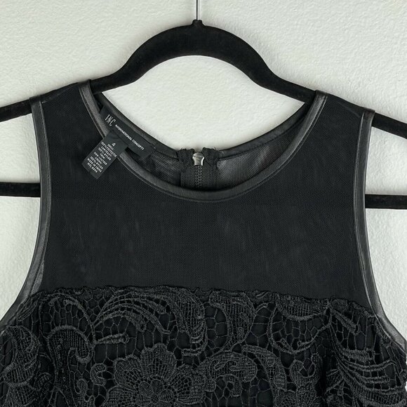 INC International Concepts Dress Womens Sz 4 Sheath Sheer Lace Sleeveless Black - Picture 3 of 7